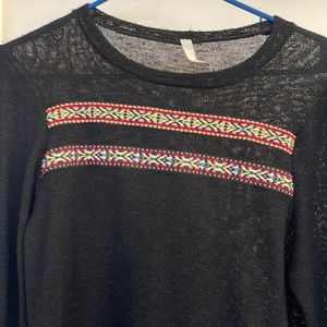 Beautiful Black Sweater With Native American Touch